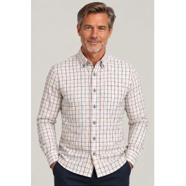 Camisa cuadros blanca hombre