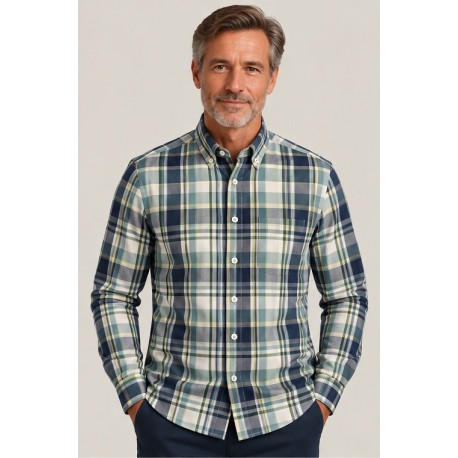 Camisa cuadros manga larga hombre