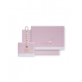 Tríptico cuna+broche coralina "Patos"