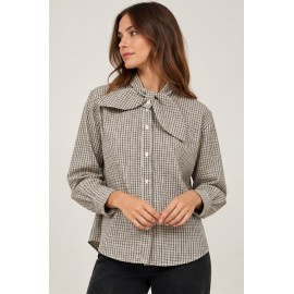 Blusa cuadros lazo mujer