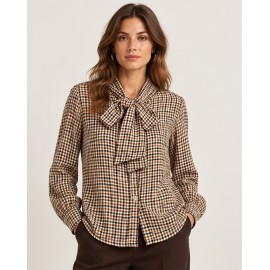 Blusas y Camisas	 Blusa lazo cuadros mujer