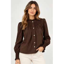 Blusa frunces mujer manga larga