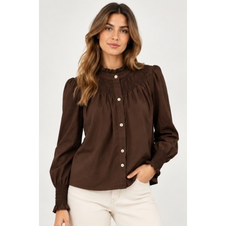 Blusa frunces mujer manga larga