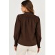 Blusa frunces mujer manga larga
