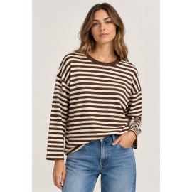 Camiseta rayas manga larga mujer