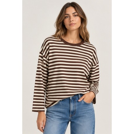Camiseta rayas manga larga mujer