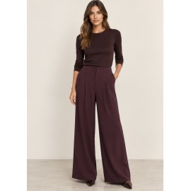 Pantalón ancho pinzas mujer
