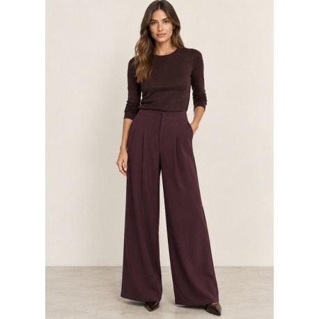 Pantalón ancho pinzas mujer
