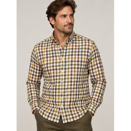 Camisa hombre cuadros manga larga