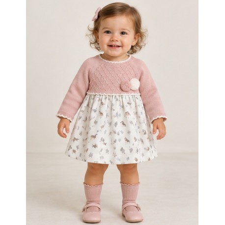 Vestido combinado "Pájaros" bebé