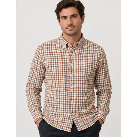 Camisa manga larga cuadros color hombre