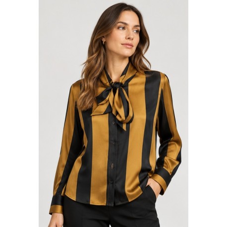 Blusa satinada lazo rayas mujer