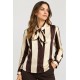 Blusa satinada lazo rayas mujer