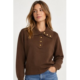 Jersey cuello polo botones mujer