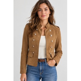 Chaqueta antelina botones mujer