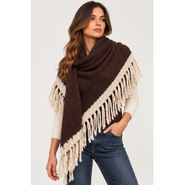 Poncho bicolor punto mujer