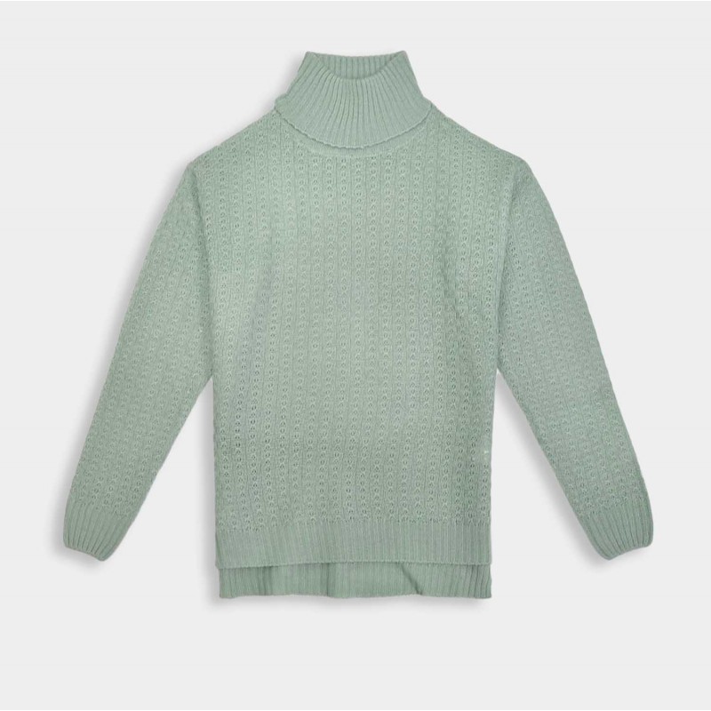jersey verde de cuello alto mujer